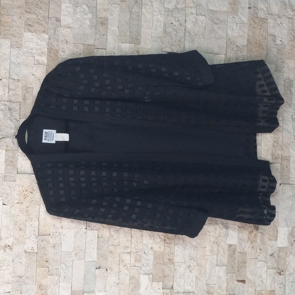 R&M Richards Karen Kwong Layered Top Open Jacket Black Size 16W - Picture 1 of 14